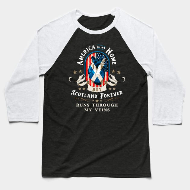 Scottish American Pride Baseball T-Shirt by Celtic Folk